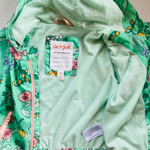 Cat& Toddler Jack Floral Windbreaker Lined Jacket 18M Green Pink - Picture 4 of 5
